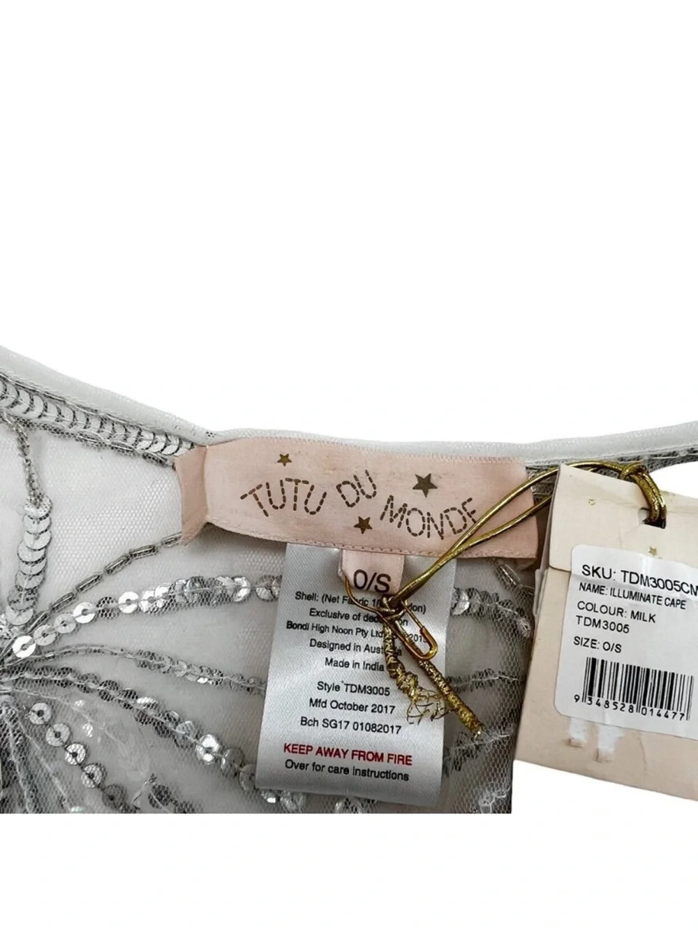 Tutu du Monde Decorative Sequin cape  - Silver OS